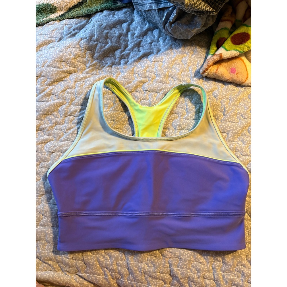 Ivivva Sports Bra Girls 14 Purple Green Excellent Colorblock Racerback IG2335S